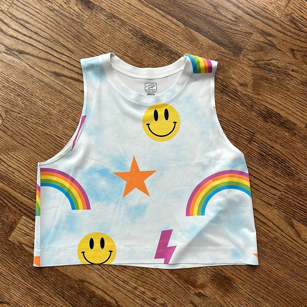 Colorful Kids Tank Top with Smiley Faces and Rainbows